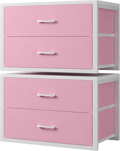 Miniatura 16 de BOLUO Cajones de Almacenamiento Apilables Organizadores de Closet y Almacenamiento de Tela Blanca Cómoda de 2 Cajones para Dormitorio 2 Paquetes
