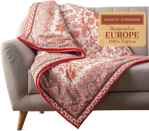 Miniatura 42 de Maison d' Hermine Manta para sofá, ligera y suave, cálida y transpirable, de algodón, para cama, para niñas, niños, mujeres, hombres, regalos, sofá