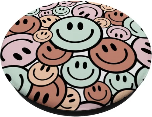 Miniatura 2 de Smile Face Happy Smile Cute Pink Brown Peach Aqua Graphics PopSockets intercambiables PopGrip