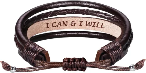 Miniatura 11 de Regalos del día del padre para papá, marido, pulsera de cuero para hombres, él, novio, hijo, ajustable, marrón, pulsera de cuero para hombre