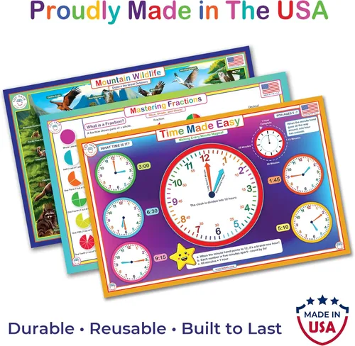 Miniatura 7 de Tot Talk Mantel individual educativo de la Constitución de los Estados Unidos para niños, fabricado en Estados Unidos, duradero, de doble cara