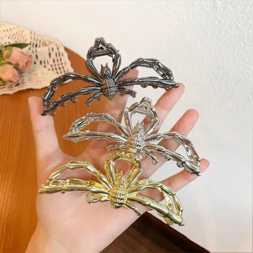 Miniatura 8 de Pinzas para el pelo de araña dorada de metal francés, pasadores grandes sin arrugas para cabello grueso y fino, horquillas elegantes para decoración