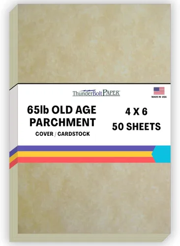 Miniatura 30 de 50 hojas de papel de cubierta de pergamino de la vejez de 65 libras, hojas de colores con peso de cartulina 8.5 x 11 pulgadas, tamaño de carta