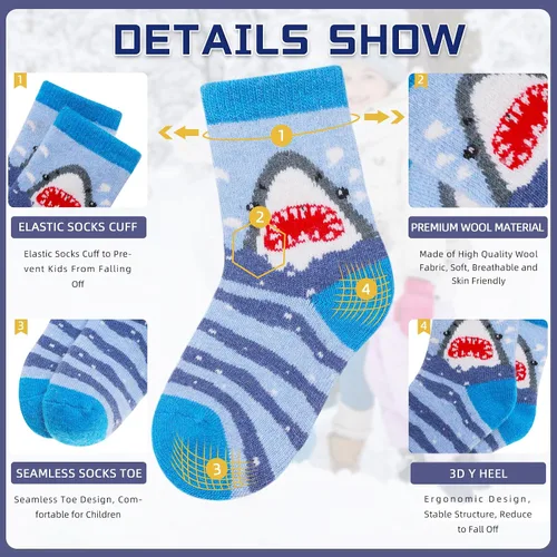 Miniatura 58 de Eocom 6 pares de calcetines de invierno cálidos de lana para niños y niñas