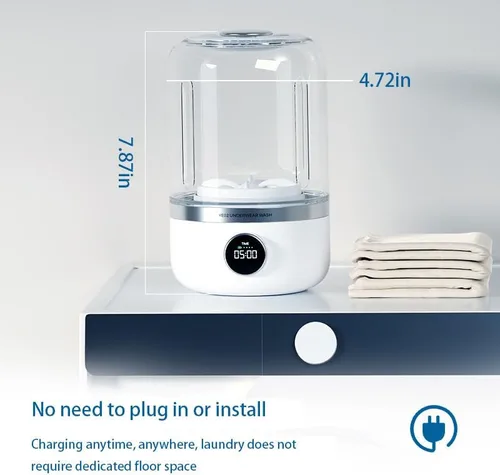 Miniatura 2 de Portable Mini Underwear Washing Machine - Wash Bras, Underwear, Socks with Ease, Digital Control Panel, Efficient Cleaning, Quiet Operation, Small