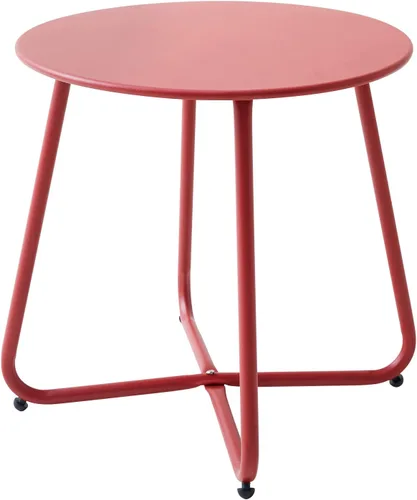 Miniatura 8 de Meluvici Mesa auxiliar pequeña para patio, impermeable, redonda, de acero de metal, resistente a la intemperie, portátil, para exteriores e Negro