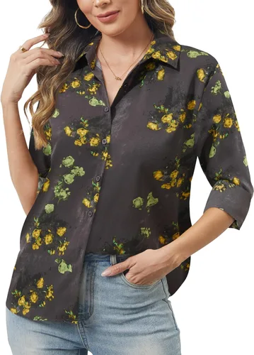 Miniatura 11 de Camisas de manga larga con botones para mujer, básicas, clásicas, suaves, con cuello a la moda, elegantes y casuales