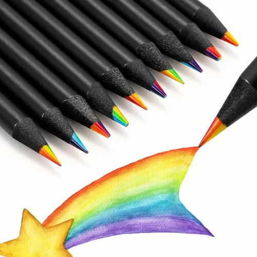 Meanplan 30 lápices de colores arcoíris para adultos, niños, 7 colores en 1, lápices de colores arcoíris de madera para estudiantes de fin de año,