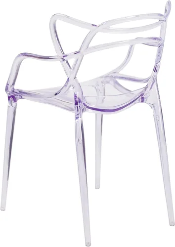 Miniatura 6 de Flash Furniture Josh - Juego de 4 sillas laterales apilables transparentes de la serie Nesting