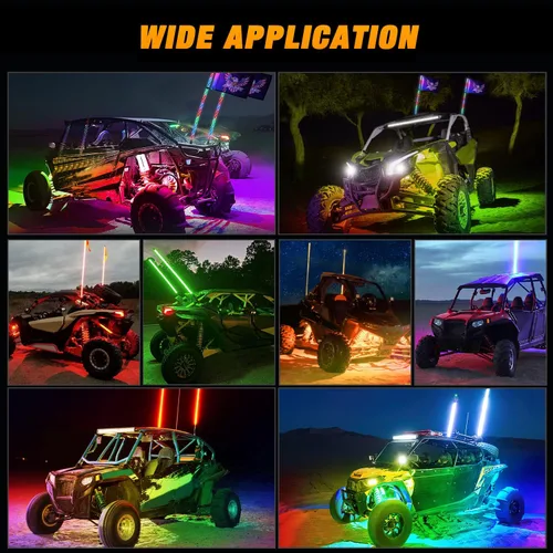 Miniatura 8 de Nilight Juego de 2 luces LED RGB de 3 pies y 4 luces de rock, control remoto y aplicación con patrones de persecución de bricolaje, antena