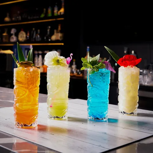 Miniatura 2 de LEMONSODA Vasos Tiki tropicales transparentes, juego de 6 a 15 onzas, perfectos para cócteles exóticos, limonada, té helado, bebidas mixtas, ron
