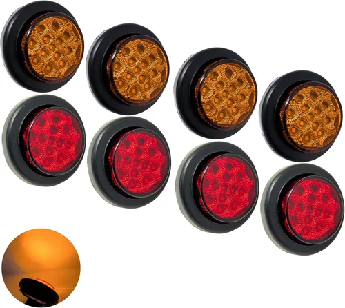 Miniatura 12 de All Star Truck Parts 10 unidades de luz LED redonda de 2 pulgadas con espacio para marcador lateral [13 LED]