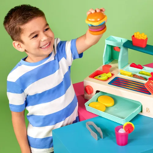 Miniatura 2 de B. toys Mini Chef - Build - A - Juego de hamburguesas - Juego de hamburguesas de madera - Juego de hamburguesas de madera - Jugar comida y rol