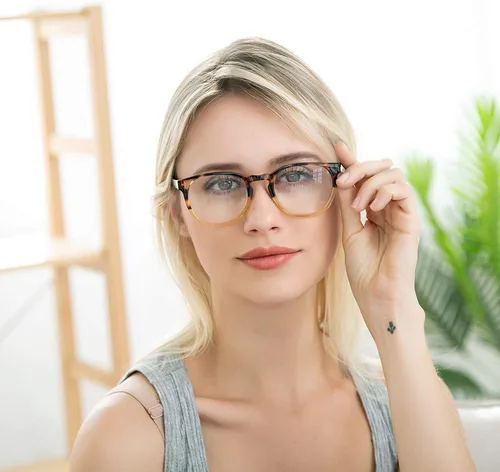 Miniatura 6 de Gafas de lectura K Kenzhou para el ordenador, con bloqueo de luz azul, gafas ligeras para mujer, paquete de 2 unidades (negro/amarillo)