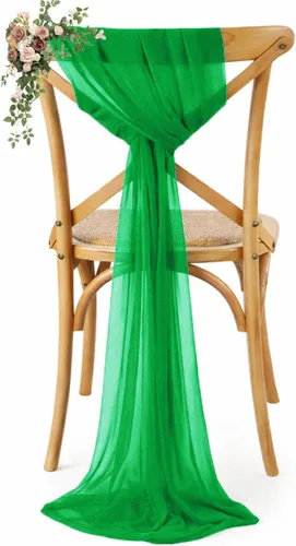 Miniatura 18 de VDS Paquete de 25, Rojo Manzana, Lazos de Gasa para Sillas con Bordado de Chiffon, Funda para Silla con Moño en la Parte Posterior, Ideal