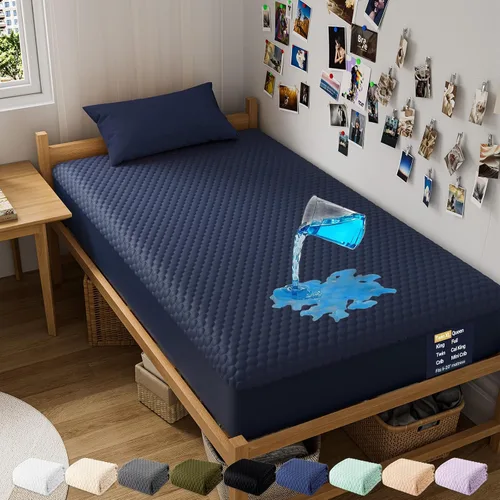 Miniatura 28 de OhGeni - Protector de colchón 100% impermeable tamaño Queen, almohadilla suave para colchón, resistente al pelo de mascotas y a la enuresis 1- Blanco