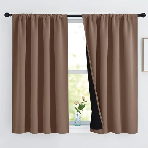 Miniatura 11 de NICETOWN Cortinas blancas 100% opacas, 2 capas gruesas completamente opacas con bolsillo para barra, cortinas aislantes térmicas para Blanco puro