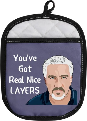 Almohadillas de horno inspiradas en Baking Show con bolsillo You've Got Real Nice Layers Regalo para amantes de los horneados (Got Real Nice Layers)