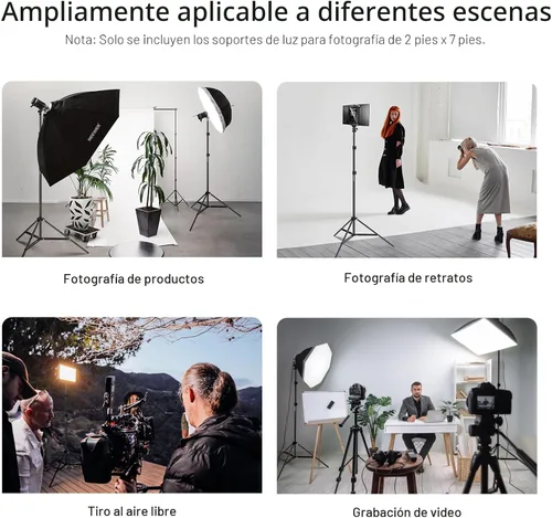 Miniatura 2 de NEEWER Soporte para luz de fotografía, trípode de aleación de aluminio de 210 cm para estudio fotográfico de 7 pies para iluminación de vídeo