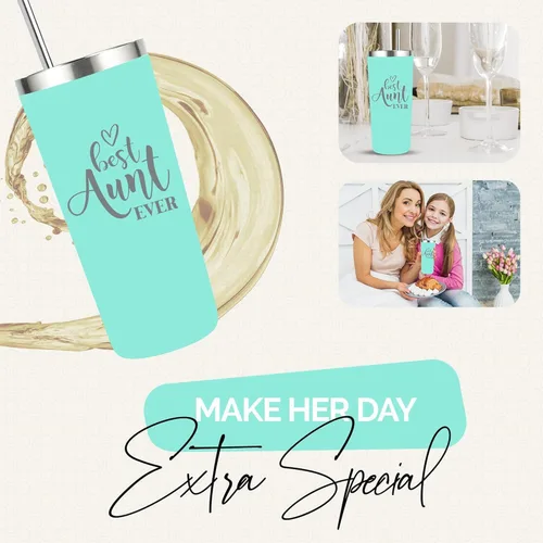 Miniatura 5 de Your Dream Party Shop Regalos para la mejor tía – Vaso grabado de 22 onzas – Gran regalo para tía nueva, regalo de cumpleaños para tía para mujeres