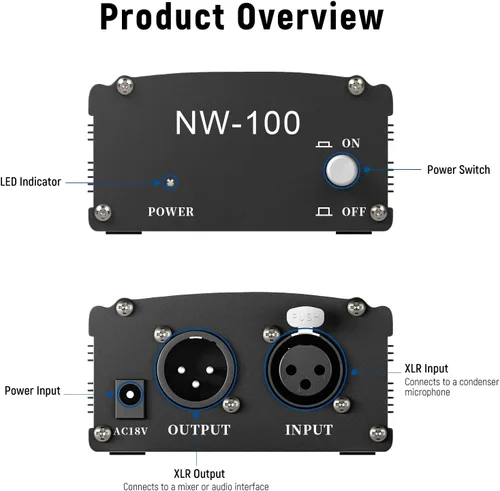 Miniatura 4 de Kit de alimentación Neewer 48 V Phantom Power de 1 canal