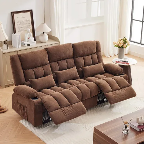 Miniatura 11 de Silla reclinable con portavasos para sala de estar, reclinable manual de tamaño grande con asiento individual, ergonómico, bolsillo lateral