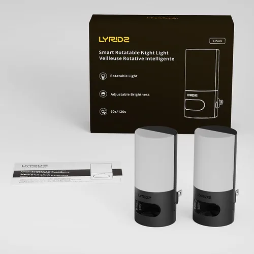 Miniatura 8 de Lyridz Luz nocturna LED ámbar enchufable con sensor de movimiento, giratoria, luz nocturna retroiluminada regulable, brillo ajustable de 1-150 lm