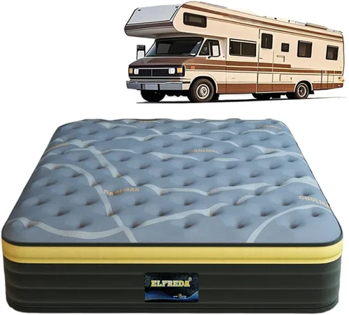 Elfreda Colchón RV King, Colchón RV Híbrido de 12 pulgadas con Pillow Top y Resortes de Bolsillo, Espuma Viscoelástica con Resortes Internos Firmeza