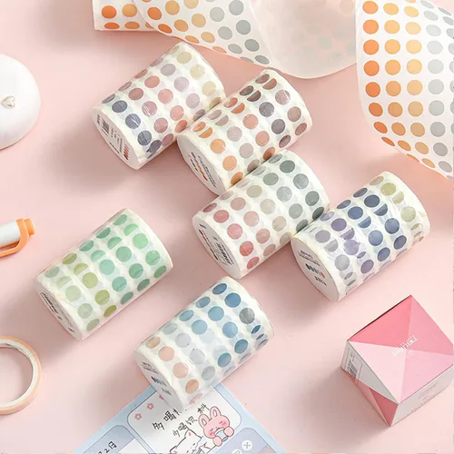 Miniatura 4 de YUBBAEX Morandi Cinta Washi de Puntos de 5/16" Pegatinas Redondas 1250 Puntos Adhesivos para Bullet Journal Planificador Scrapbooking 2 3/8" x 10