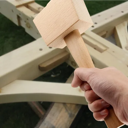 Miniatura 6 de Hordion 1 martillo de madera de 9.6 pulgadas, martillo de hielo resistente, talla de mazo de haya, herramienta de mano de madera de haya maciza