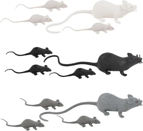 Ratones artificiales realistas de ratones falsos para Halloween, fiesta temática de 12 piezas