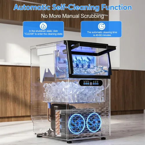 Miniatura 5 de SOZT® Máquina comercial gourmet para hacer hielo, 100 libras/24 horas, máquina de hielo debajo del mostrador con almacenamiento de 25 libras, diseño