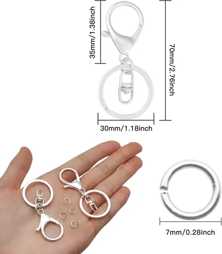 Miniatura 3 de 30 llaveros con cierre de langosta para fabricación de joyas, broches de metal giratorios con cierres giratorios, clips de gancho, anillo de llavero