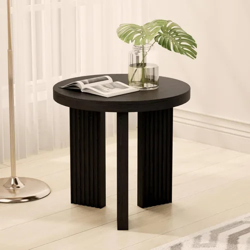 Miniatura 3 de Mesa auxiliar redonda pequeña, mesa de café de 17.52 pulgadas con superficie gruesa y lisa, mesa auxiliar circular con patas estables en forma de X