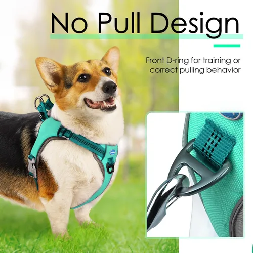 Miniatura 3 de ThinkPet Arnés sin tirones, a prueba de escape, chaleco reflectante para perro, ajustable, transpirable, arnés halter con clip trasero/frontal