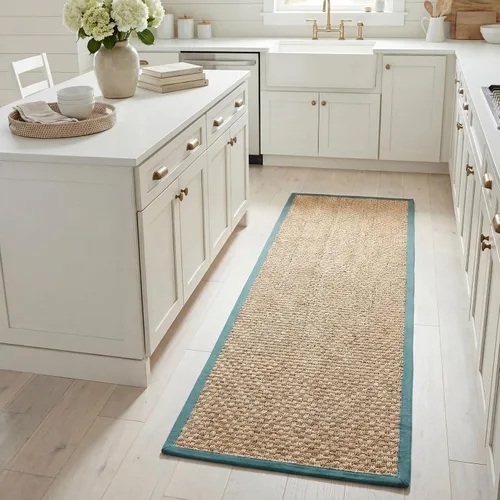 Miniatura 142 de Safavieh Natural Fiber NF114P - Alfombra redonda de hierba marina, tejido de canasta, con borde, de 244 cm, color gris Natural/ gris