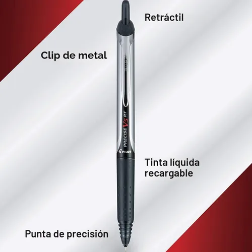 Miniatura 2 de Bolígrafos de punta de bola recargables y retráctiles Pilot Precise V5 RT, bolígrafos de punta extrafina 0.5 mm, negro, paquete de 12 - Ideal