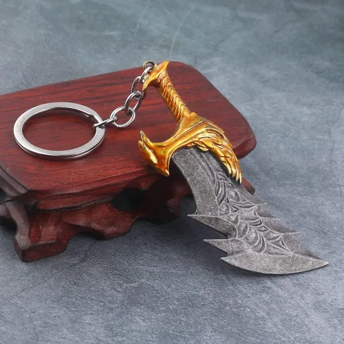 Miniatura 4 de SONGCHANGJEWELRY Game God of War Llaveros Kratos Blades of Chaos Cosplay Metal Llavero Cuchillas del Caos Regalos Hombres Adolescentes