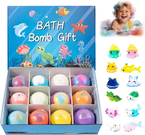 Bombas de baño para niños con sorpresa en el interior, paquete de 20 bombas de baño para niños, rellenos de cesta de Pascua, regalos de Pascua para