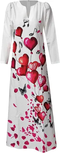 Miniatura 3 de Vestido largo de manga larga con cuello en V y estampado casual para mujer, 0