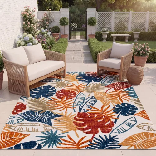 Miniatura 13 de SAFAVIEH Alfombra lavable para exteriores, colección Cabana - Alfombra de pasillo de 2 x 4 pies, color crema y rojo, no desprende pelusa y fácil