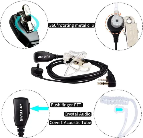 Miniatura 6 de Retevis RT19 Walkie Talkies con auricular, mini radio bidireccional recargable, 0.7 pulgadas de grosor, clip de metal, para adultos, restaurante