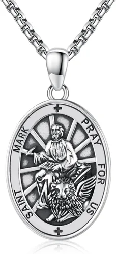 Miniatura 413 de Collar de plata de ley 925 con medalla de San Patrón, colgante de protección católica, amuleto, joyería religiosa para hombres y mujeres