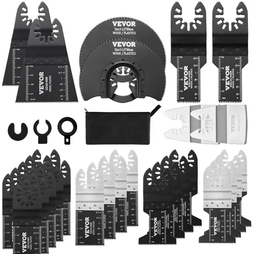 Miniatura 12 de VEVOR 100 piezas de cuchillas oscilantes, kit de cuchillas de multiherramienta de liberación rápida, cuchillas de herramienta HCS para madera