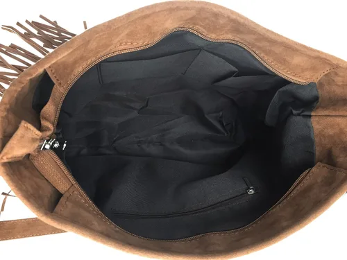 Miniatura 7 de HOXIS Bolso bandolera de cuero de ante sintético con borla para mujer