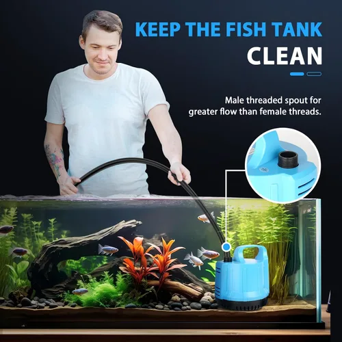 Miniatura 5 de Bomba de agua sumergible de 1200 GPH de 115 W para tanque de peces grande de 140-300 galones, estanque, acuario, fuente, drenaje de piscina, sistema