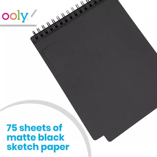 Miniatura 2 de OOLY Cuaderno de bocetos pequeño con cubierta de bricolaje, 5 x 7.5 pulgadas, cuaderno de dibujo de papel negro, libro de dibujo para niños