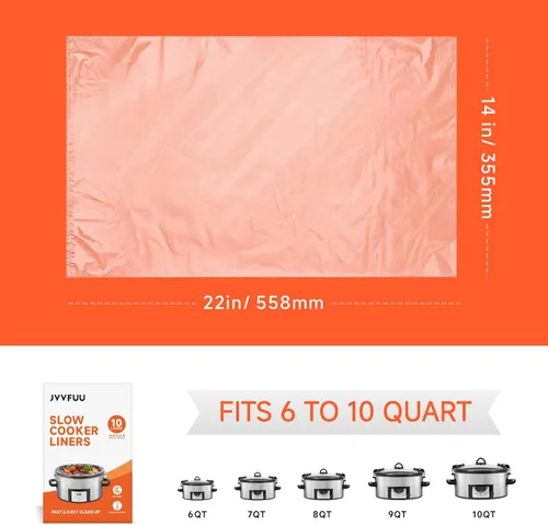Miniatura 4 de Forros para Olla de Cocción Lenta de 6-10 Cuartos, Bolsas de Cocina de Tamaño Extra Grande 14" x 22", Forros Desechables Ovalados Grandes para Olla