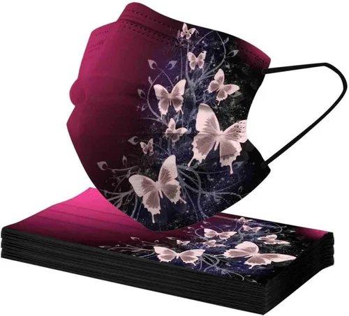Miniatura 5 de 50 cubrebocas de mariposa, tela de protección de 3 capas, diseño de mariposa de verano para adultos y niños, regalo de fiesta al aire libre