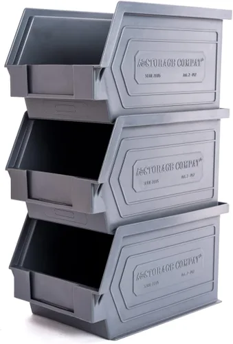 Miniatura 2 de Contenedores de almacenamiento de plástico, colgantes, apilables, organizadores de almacenamiento para almacenes, talleres, 9 x 5 x 5 pulgadas, Rojo